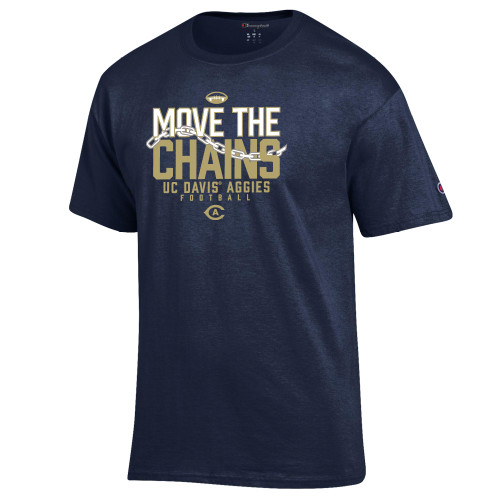  Champion Navy T Shirt - UC Davis Aggies Football Move the Chains
