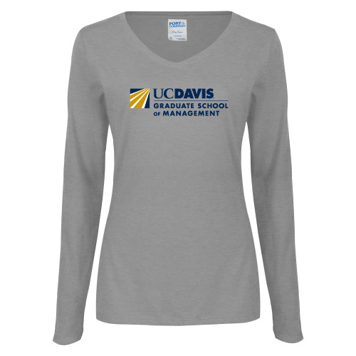  Womens Grey Long Sleeve V Neck Tee  - Graduate School of Management Flat