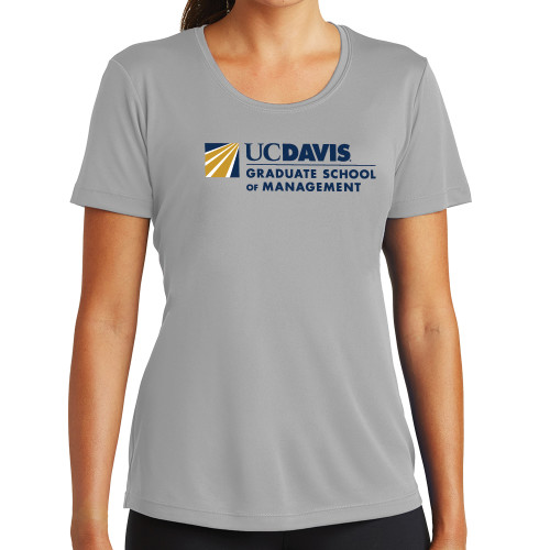  Womens Grey Performance Short Sleeve Tee - Graduate School of Management Flat