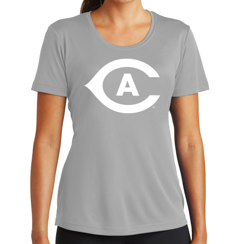  Womens Grey Performance Short Sleeve Tee - Secondary Athletics Mark