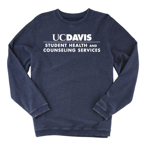  Boxercraft Womens Navy Corded Crew - UC Davis Student Health and Counseling Services Centered