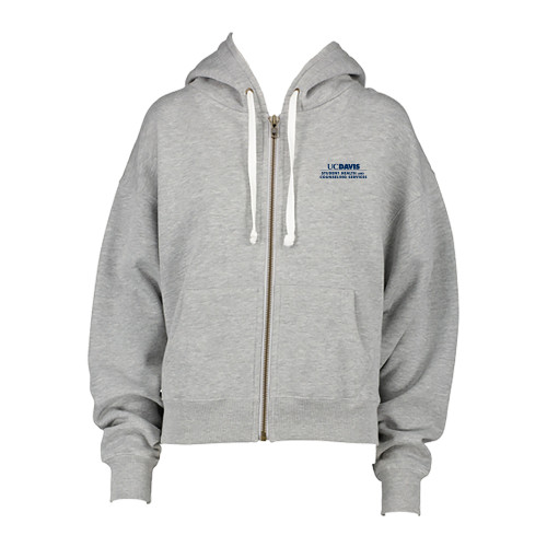  ENZA Womens Grey Boxy Full Zip Hood - UC Davis Student Health and Counseling Services Centered