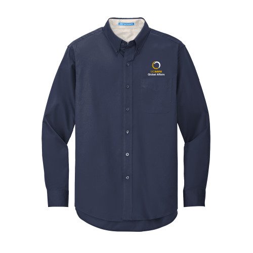  Navy Twill Button Down Long Sleeve - UC Davis Global Affairs Stacked