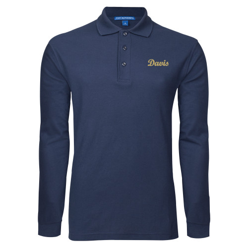  Navy Long Sleeve Polo - Script Davis