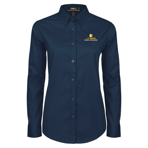  Womens Navy Twill Button Down Long Sleeve  - School of Education