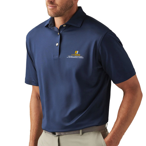  Peter Millar Navy Solid Performance Jersey Polo - College of Agricultural and Environmental Sciences