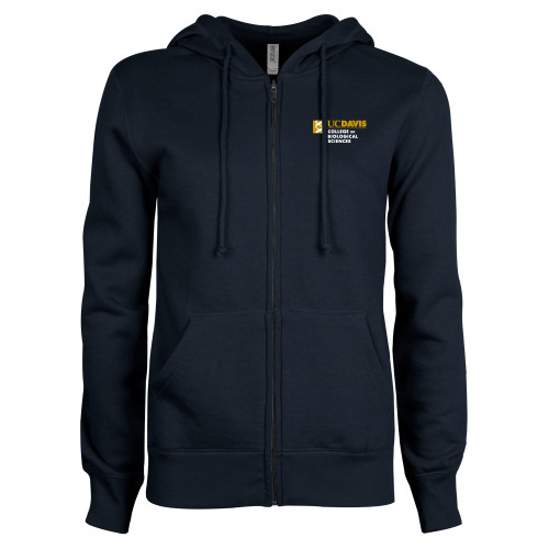 ENZA Womens Navy Fleece Full Zip Hoodie - UC Davis College of Biological Sciences Stacked