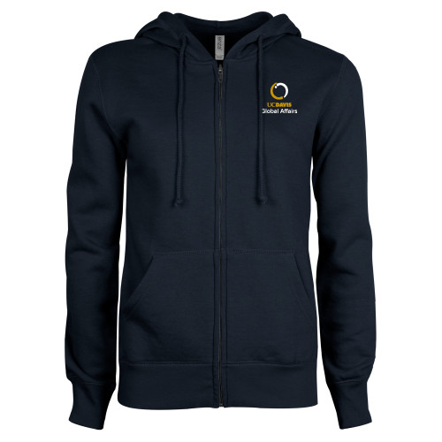  ENZA Womens Navy Fleece Full Zip Hoodie - UC Davis Global Affairs Stacked