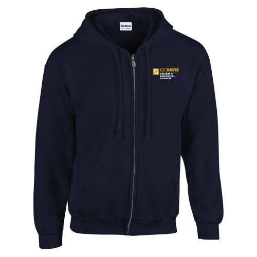  Navy Fleece Full Zip Hoodie - UC Davis College of Biological Sciences Stacked
