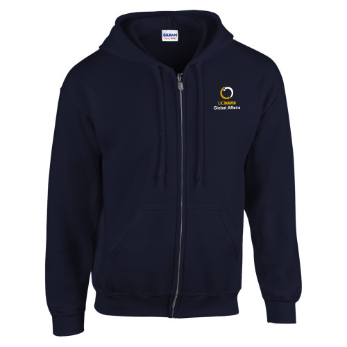  Navy Fleece Full Zip Hoodie - UC Davis Global Affairs Stacked