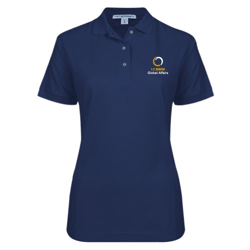  Womens Silk Touch Navy Pique Polo - UC Davis Global Affairs Stacked
