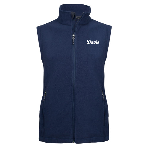  Navy Fleece Full Zip Vest - Script Davis