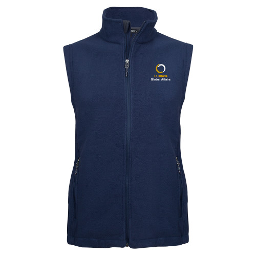 Navy Fleece Full Zip Vest - UC Davis Global Affairs Stacked