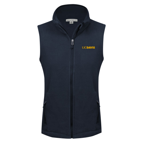  Womens Navy Fleece Full Zip Vest - UC DAVIS