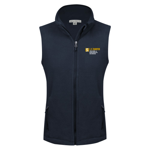  Womens Navy Fleece Full Zip Vest - UC Davis College of Biological Sciences Stacked