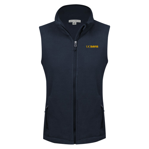  Womens Navy Fleece Full Zip Vest - UC DAVIS
