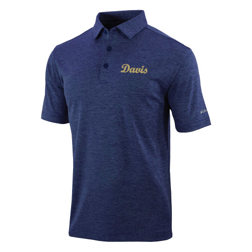  Columbia Navy Omni Wick Set Golf Polo - Script Davis