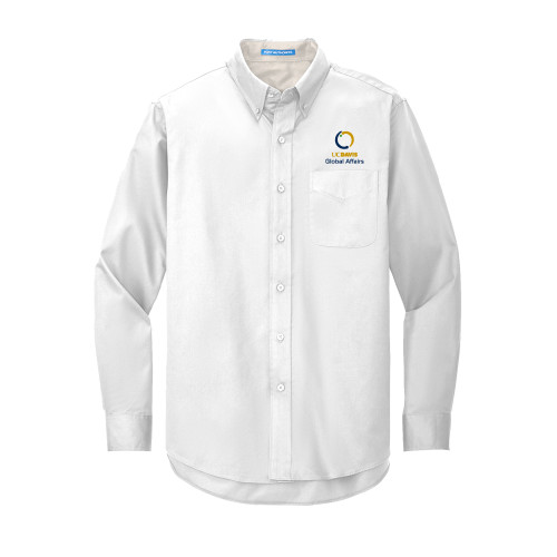  White Twill Button Down Long Sleeve - UC Davis Global Affairs Stacked