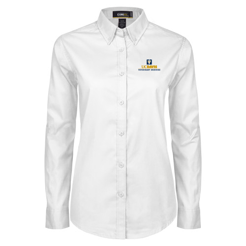  Womens White Twill Button Down Long Sleeve - Veterinary Medicine
