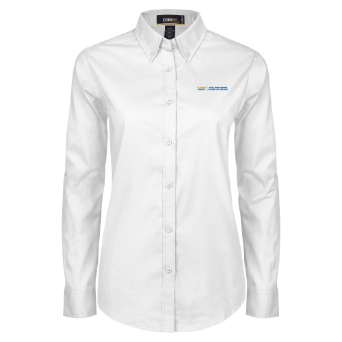  Womens White Twill Button Down Long Sleeve - Betty Irene Moore School of Nursing