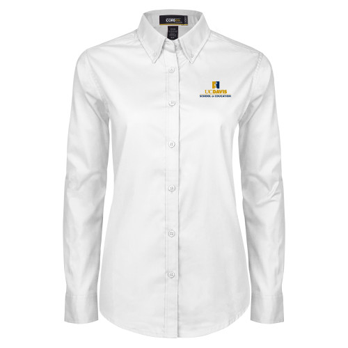  Womens White Twill Button Down Long Sleeve - School of Education