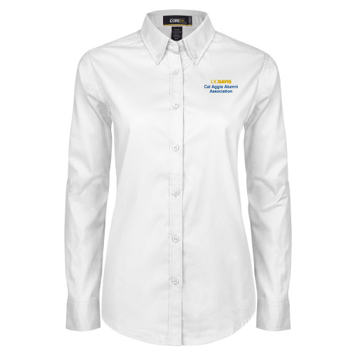  Womens White Twill Button Down Long Sleeve - UC Davis Cal Aggie Alumni Association