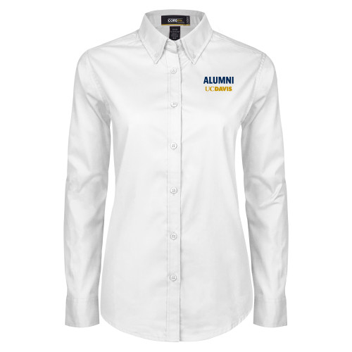  Womens White Twill Button Down Long Sleeve - Alumni UC Davis
