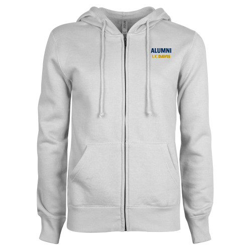  ENZA Womens White Fleece Full Zip Hoodie - Alumni UC Davis