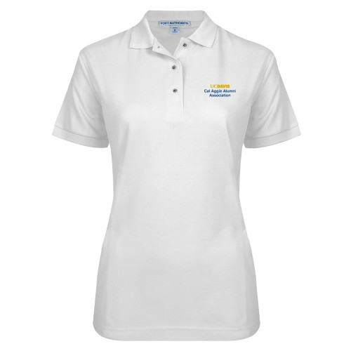  Womens Silk Touch White Pique Polo - UC Davis Cal Aggie Alumni Association