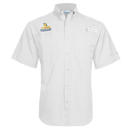  Columbia White Tamiami Performance Short Sleeve Shirt - Graduate School of Management Stacked