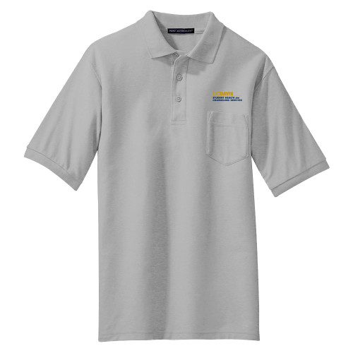  Grey Silk Touch Polo w/ Pocket - UC Davis Student Health and Counseling Services