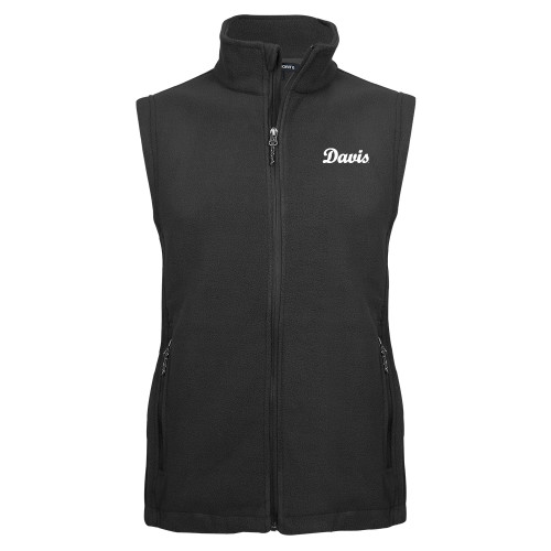  Charcoal Fleece Full Zip Vest - Script Davis