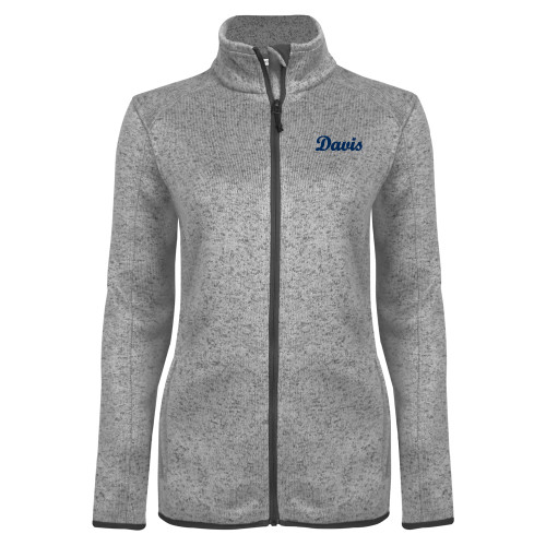  Womens Grey Heather Fleece Jacket - Script Davis