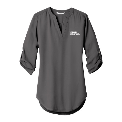  Womens Grey 3/4 Sleeve Tunic Blouse - UC Davis Student Health and Counseling Services