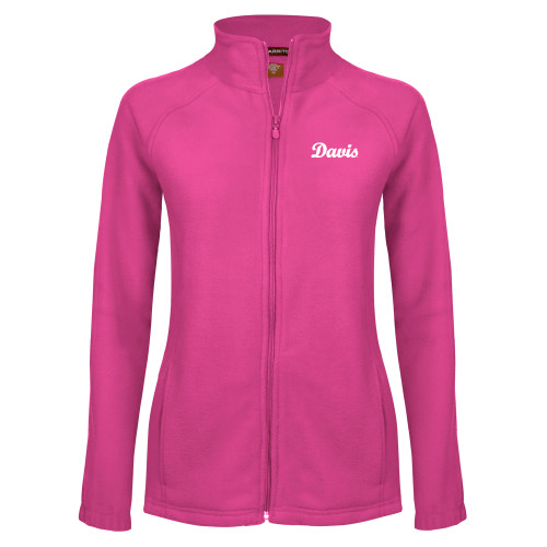  Womens Raspberry Fleece Full Zip Jacket - Script Davis