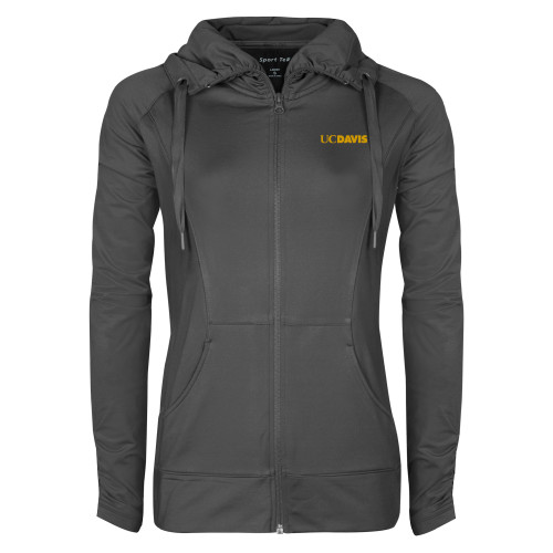  Womens Charcoal Sport Wick Stretch Full Zip Jacket - UC DAVIS