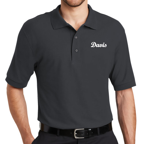  Charcoal Silk Touch Polo - Script Davis