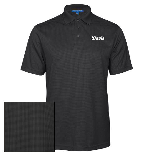  Charcoal Performance Fine Jacquard Polo - Script Davis
