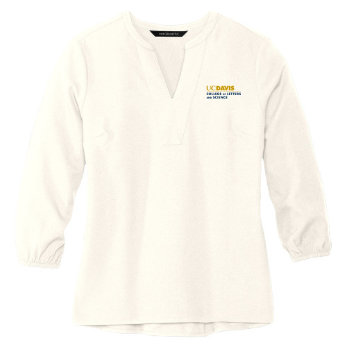  Mercer + Mettle Womens Ivory 3/4 Sleeve Crepe Blouse - UC Davis College of Letters and Science