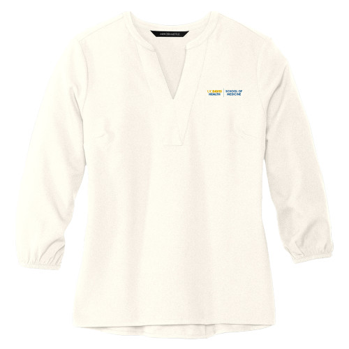  Mercer + Mettle Womens Ivory 3/4 Sleeve Crepe Blouse - School of Medicine