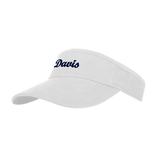  White Brushed Bull Denim Visor - Script Davis