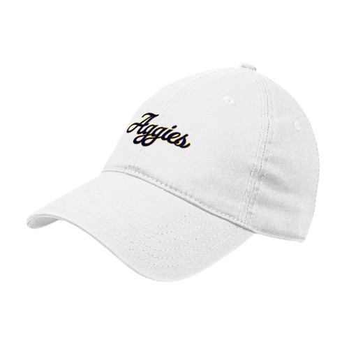  White Unstructured Adjustable Low Profile Hat - Aggies Script