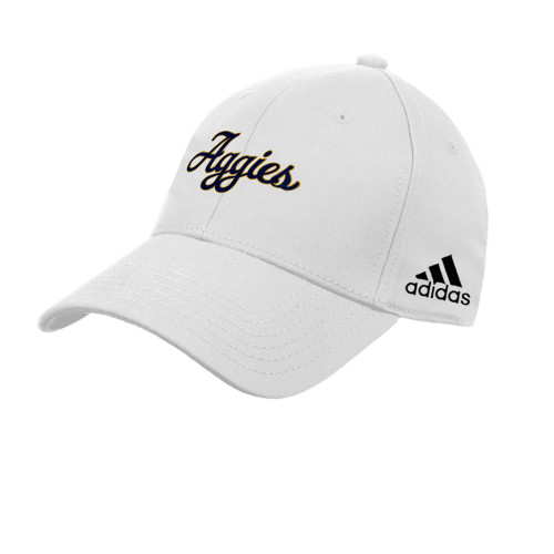  Adidas White Adjustable Washed Slouch Hat - Aggies Script