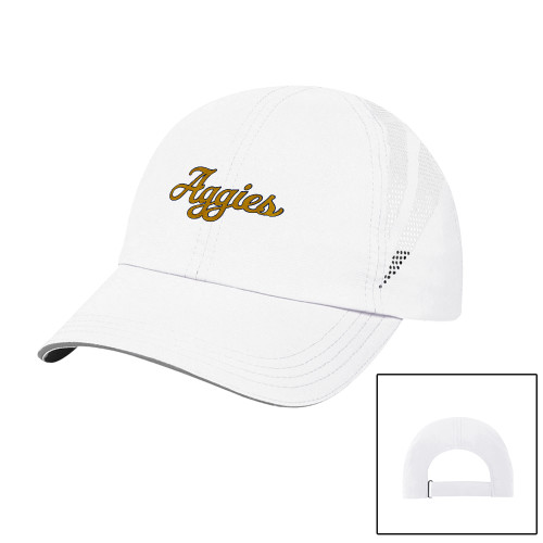  White Performance Cap - Aggies Script