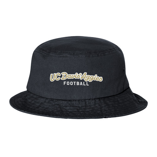  Sportsman Black Bucket Hat - UC Davis Aggies Football Script Arched