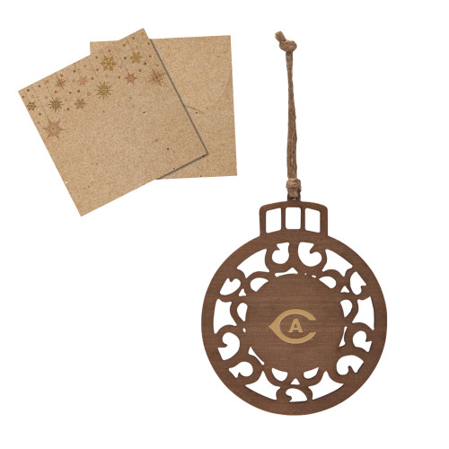  Wood Holiday Ball Ornament - Secondary Athletics Mark Engraved