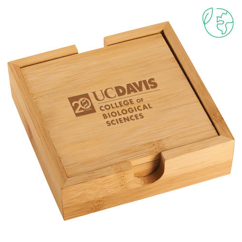  Bamboo Coaster Set - UC Davis College of Biological Sciences 20th Stacked Engraved