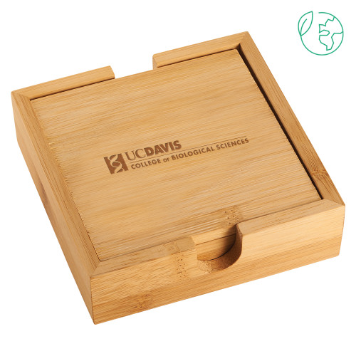  Bamboo Coaster Set - UC Davis College of Biological Sciences Flat Engraved