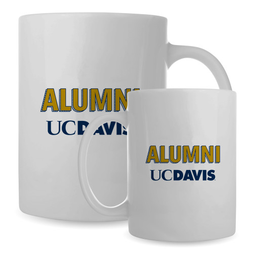  Full Color White Mug 15oz - UC Davis Alumni Line Shadow