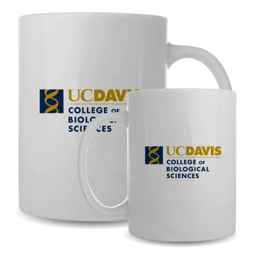  Full Color White Mug 15oz - UC Davis College of Biological Sciences Stacked